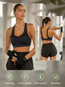 GLOWMODE High Support Mesh Max Convertible Strap Sports Bra Gym Workout Quick Dry Moisture Wicking