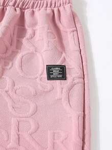 SHEIN 字母贴花运动衫和运动裤 - 珊瑚粉 - 查看 7