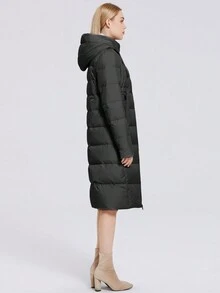 MIEGOFCE Zip Up Drawstring Hooded Padded Coat - Black - View 7