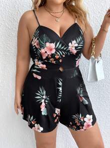 SHEIN Clasi Hơn In hoa Cami Romper - Nhiều màu - Xem 3
