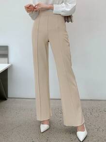 DAZY Seam Detail Flare Leg Pants - Apricot - View 3