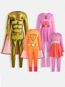 SHEIN Unity 圖案印花花邊腰連身褲 - 藕粉色 - 查看 4