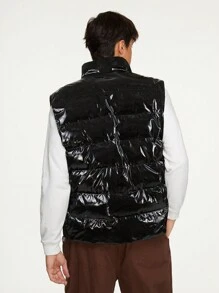 Manfinity RebelGame Men Zip Up Puffer Vest Coat - Black - View 2