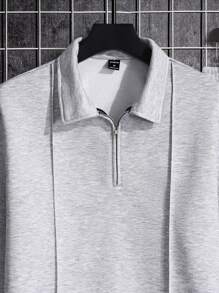 Manfinity Homme Men Contrast Piping Quarter Zip Sweatshirt & Sweatpants - Grey - View 4