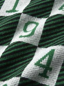 Manfinity Hypemode 男士棋盤格&字母圖案套頭毛衣 - 綠色 - 查看 7