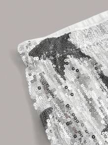 SHEIN ICON Talla grande Falda con patrón de estrella con lentejuelas - Plateado - Ver 3