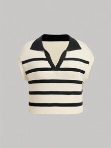 SHEIN MOD Hơn Mẫu sọc Knit ngọn - Nhiều màu - Xem 1