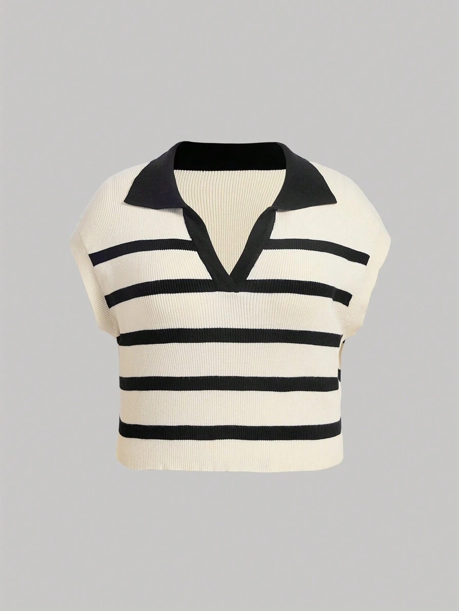 SHEIN MOD Hơn Mẫu sọc Knit ngọn - Nhiều màu - Xem 1