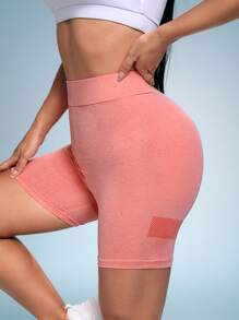 SHEIN Unity Contrast Panel Biker Shorts - Pink - View 6