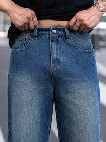 Manfinity Hypemode Men Slant Pocket Straight Leg Jeans - Blue - View 5