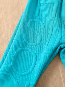 Baby Boy Letter Embossed Long Sleeve Sweatshirt And Sweatpants Set, Autumn