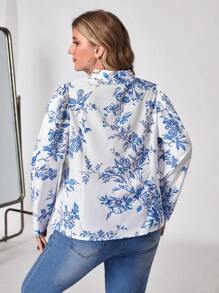 SHEIN Clasi 加花卉印花領結襯衫 - 彩色 - 查看 2