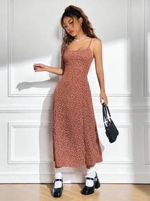 SHEIN EZwear Ditsy Floral Print Cami Dress