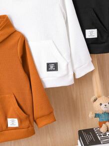 SHEIN Explorewe 男童三件套字母贴袋鼠口袋卫衣 - 彩色 - 查看 3