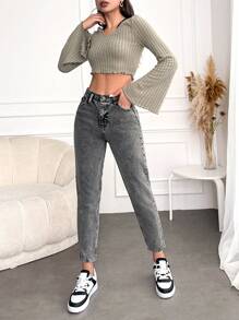 RueChic Jeansy typu mom fit z wysokim stanem i swobodnym krojem