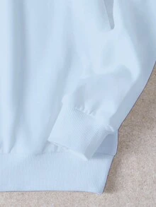 SHEIN Tween Girl Letter Graphic Striped Trim Sweatshirt - Blue - View 3