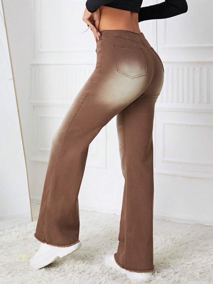 Flower Embroidery Flare Leg Jeans