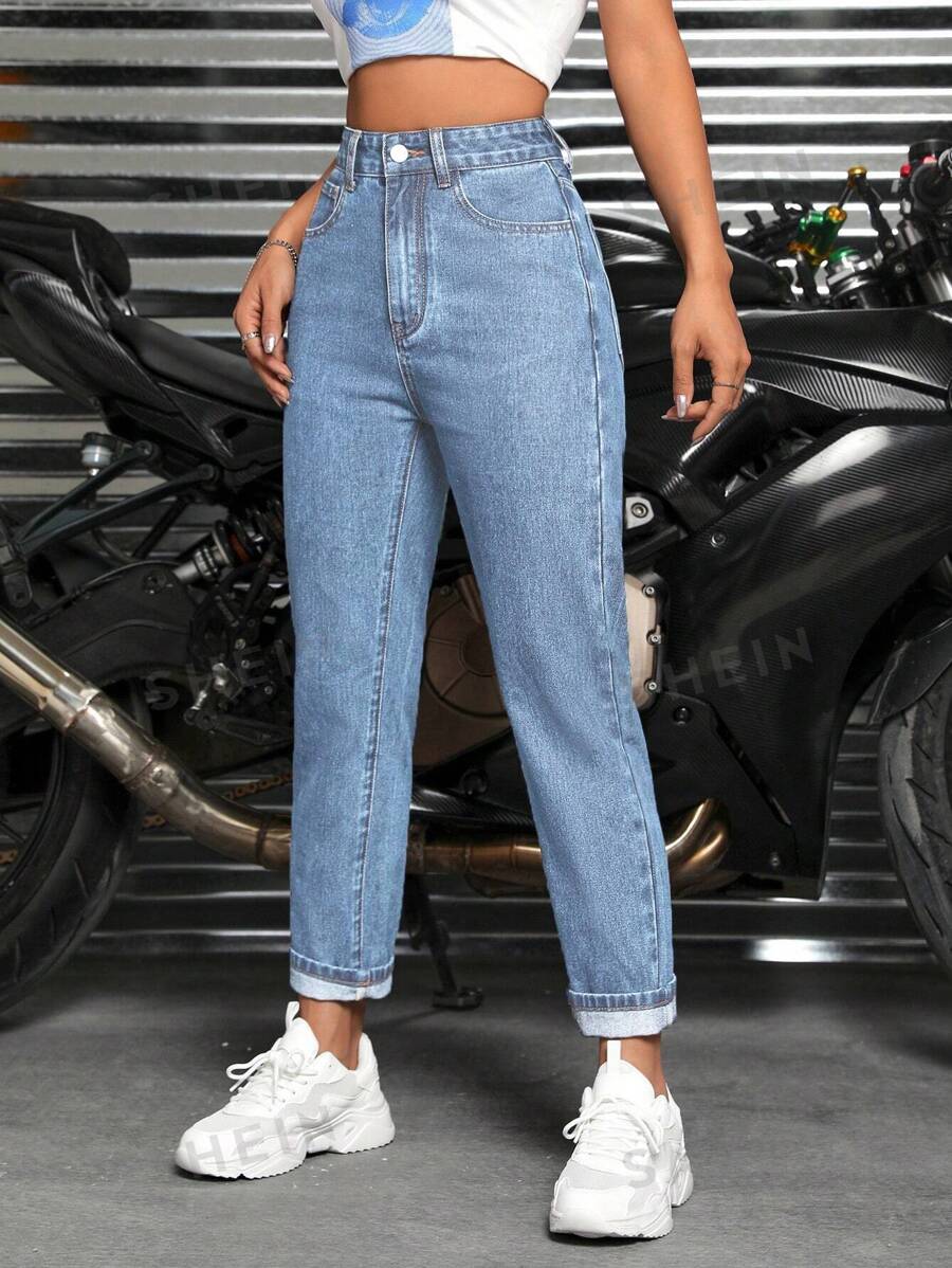 SHEIN PETITE Jeans de ajuste mom