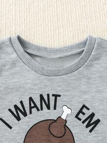 Baby Boy Slogan Graphic Pullover & Sweatpants - Multicolor - View 6