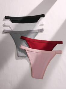 5pack Solid Ribbed Knit Panty - Multicolor - View 2