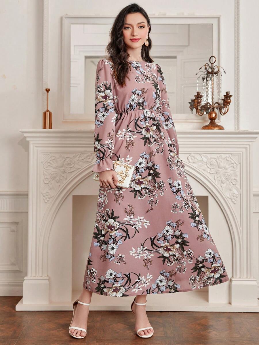 Mulvari 印花喇叭袖洋裝 - 粉色 - 查看 1