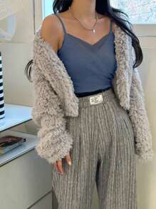 DAZY Áo Cami Lưới Chắc Chắn - Màu xanh bụi bặm - Xem 3