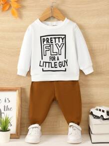 Baby Boy Slogan Graphic Sweatshirt & Sweatpants - Multicolor - View 1