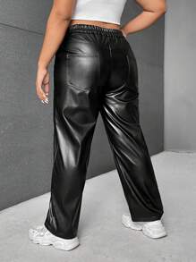 SHEIN EZwear Plus Seam Front PU Leather Pants
