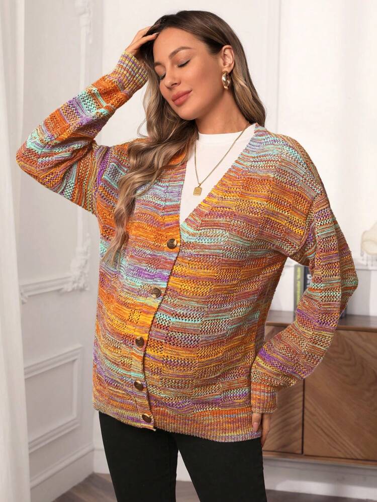 Maternity Space Dye Drop Shoulder Cardigan, For Winter