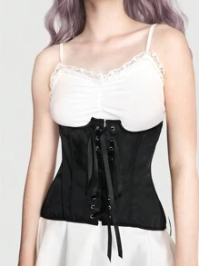 ROMWE Goth 1 Miếng NỮ Chất rắn Coa dây Thắt lưng nịt ngực - màu đen - Xem 1