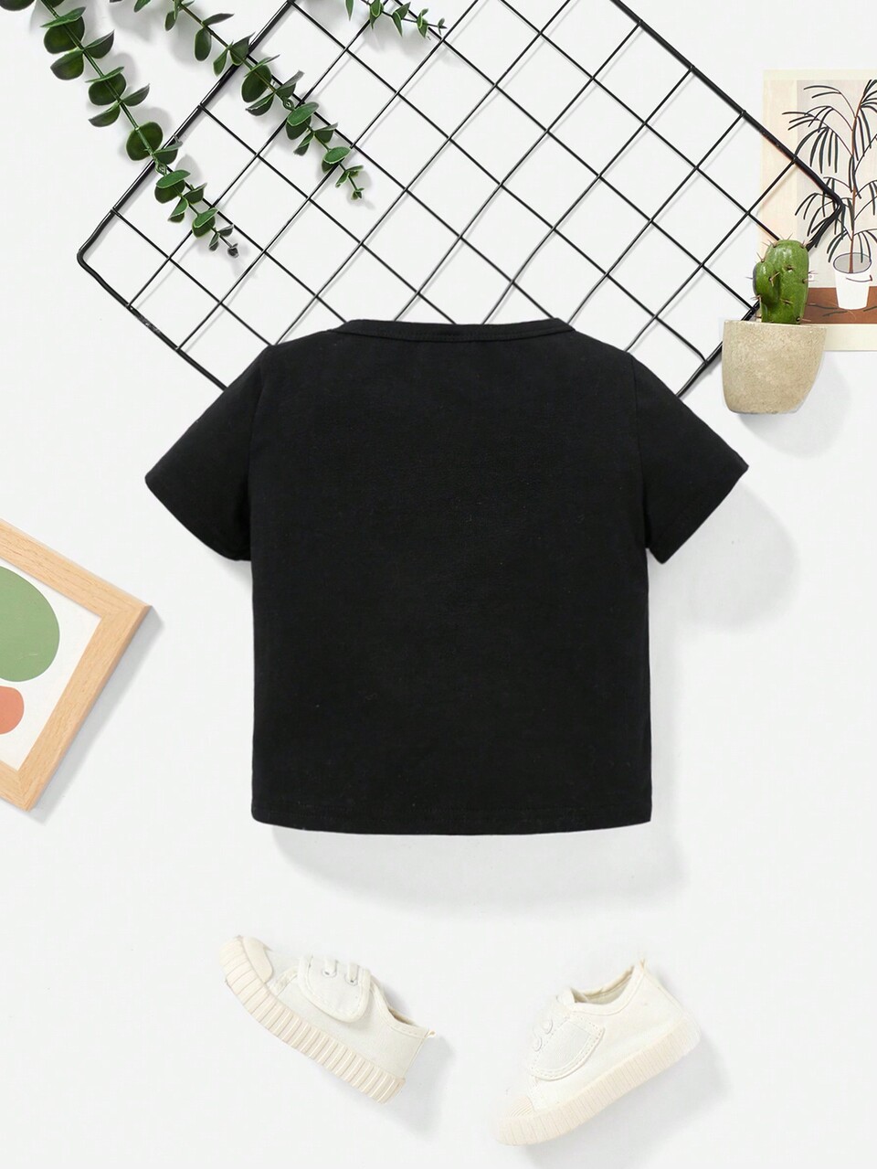 Baby Boy's Casual Simple Cartoon Letter Print Short Sleeve Top, Suitable For Summer