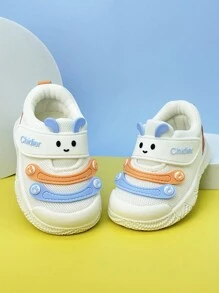 男女通用婴儿休闲运动鞋，防滑，魔术贴，户外步行鞋 - 白色 - 查看 5