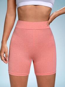 SHEIN Unity Contrast Panel Biker Shorts - Pink - View 3