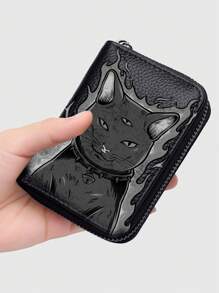 Bat Sada 1pc Gothic Halloween Firecracker Cat Design Zipper Wallet, Holiday Gift For Friends - Multicolor - View 2