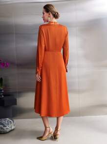 MOTF PREMIUM 垂墜旗袍風格洋裝不附腰帶 - 橘色 - 查看 7