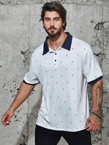 Manfinity Homme Nam Plus In Địa lý Viền tương phản Áo polo - trắng - Xem 3