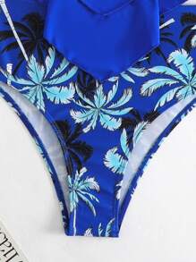 Swim Lushoire 夏日海灘熱帶印花三角褲式坦克泳衣 - 寶藍色 - 查看 6