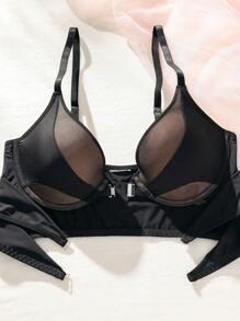 Conjunto de lencería con corte de sujetador & panty y soporte debajo del pecho - Negro - Ver 5