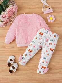 SHEIN Bộ Bé Gái Thú vật - Hồng - Xem 2