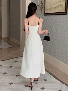 DAZY Contrast Trim Cami Homecoming Dress Prom Dress Sundress,Formal Women Dresses Elegant Women Dresses - White - View 2