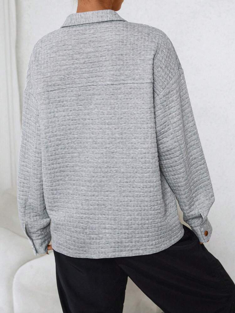 Letter Patched Detail Drop Shoulder Flap Pocket Coat