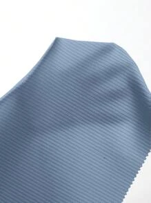 SHEIN Essnce Solid Ribbed Knit Crop Tank Top - Dusty Blue - View 6