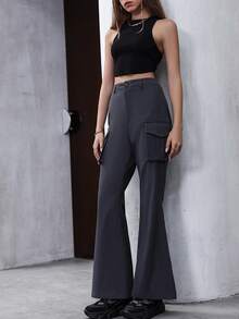 SHEIN Unity Túi nắp bên cạnh Quần Cargo - màu đen - Xem 5