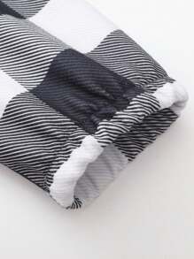 Manfinity Homme 寬鬆版型男士格紋圖案束腰連帽夾克,掉肩設計 - 黑與白 - 查看 4