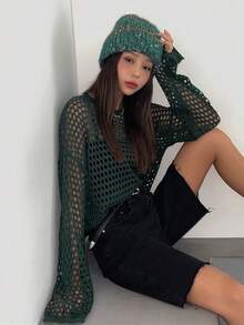 DAZY Xu hướng: Cắt giảm Thả vai Áo len Không có áo Top Cami - màu xanh lá - Xem 6