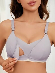 SHEIN Maternity Nursing Bra For Mother - Mauve Purple - View 6