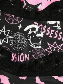 GUZLBT 3pcs Cartoon Graphic Contrast Lace Brief - Multicolor - View 4
