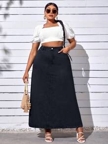 SHEIN SXY Plus Solid Denim Skirt