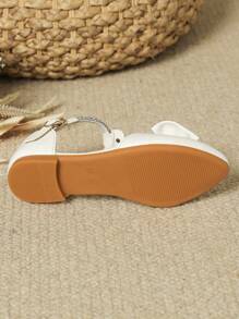 Zapatos Planos Infantiles Para Niña, Blancos Con Perlas De Moda Para Fiestas