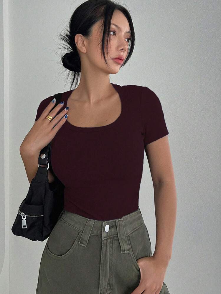 Solid Scoop Neck Tee
